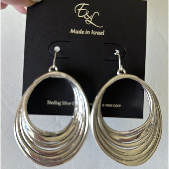 E&L Twist Sterling Silver Electroform Earrings Made in Israel 2 3/4 in long - Picture 10 of 15